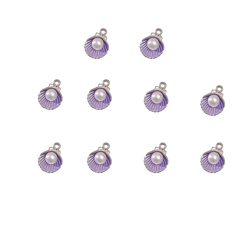 10 PCS/Package Aluminum-Magnesium Alloy Artificial Pearls KC Gold White Pearl Shell Jewelry Accessories Pendant