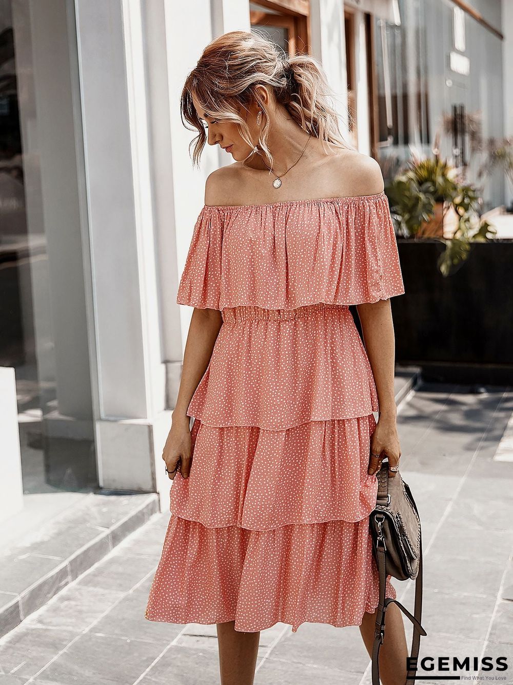 One-shoulder Cake Group Dress Women's Dress | EGEMISS