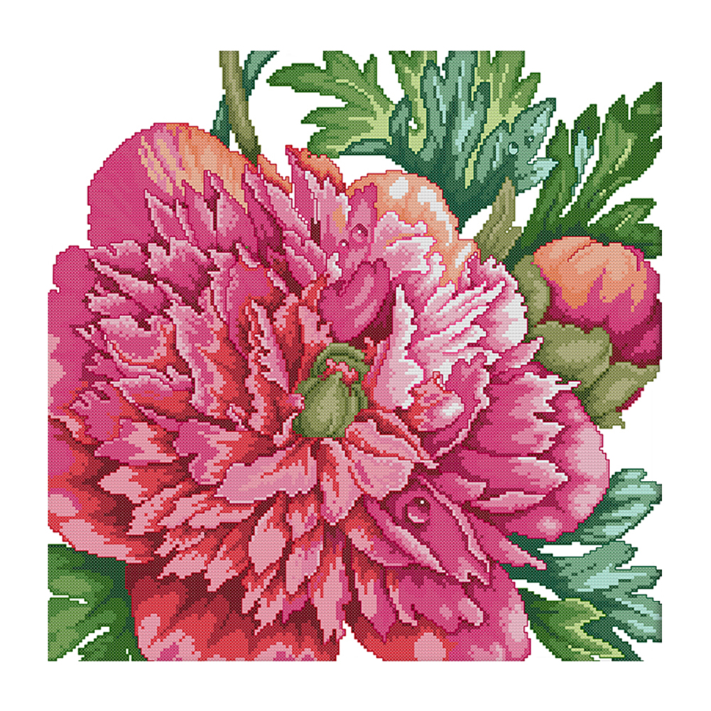 

44*44CM - 14CT Stamped Cross Stitch-Flowers Series, 501 Original