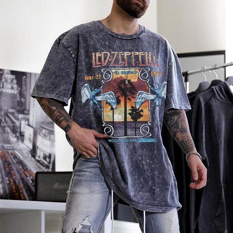 Men's vintage led zeppelin washed T-shirt