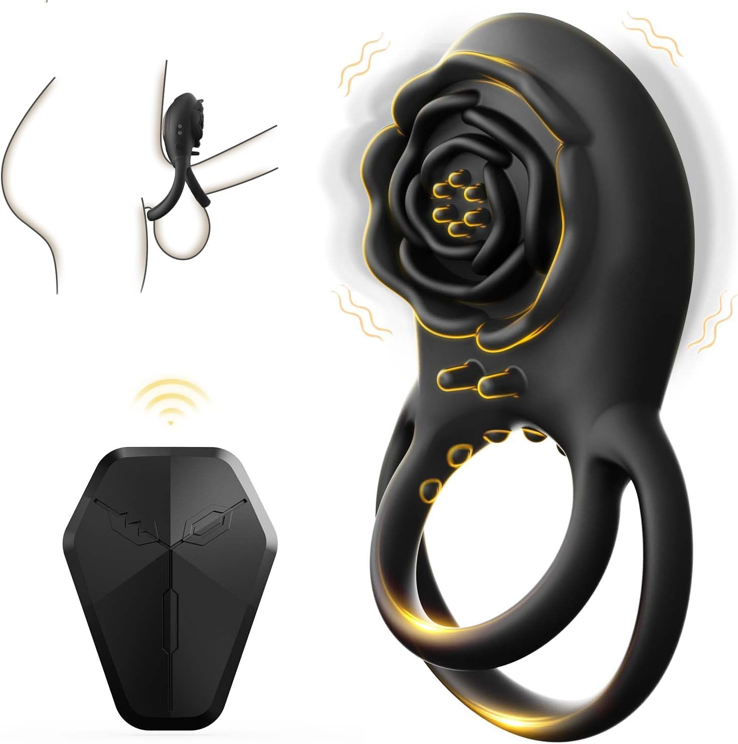 Rose Clit Stmulator & Vibrating Cock Ring Sex Toy For Couples - Rose Toy
