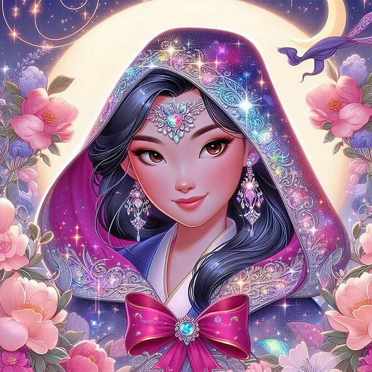 Princess Hua Mulan In Headscarf40*40CM(Canvas)  Full Round Drill Diamond Painting gbfke