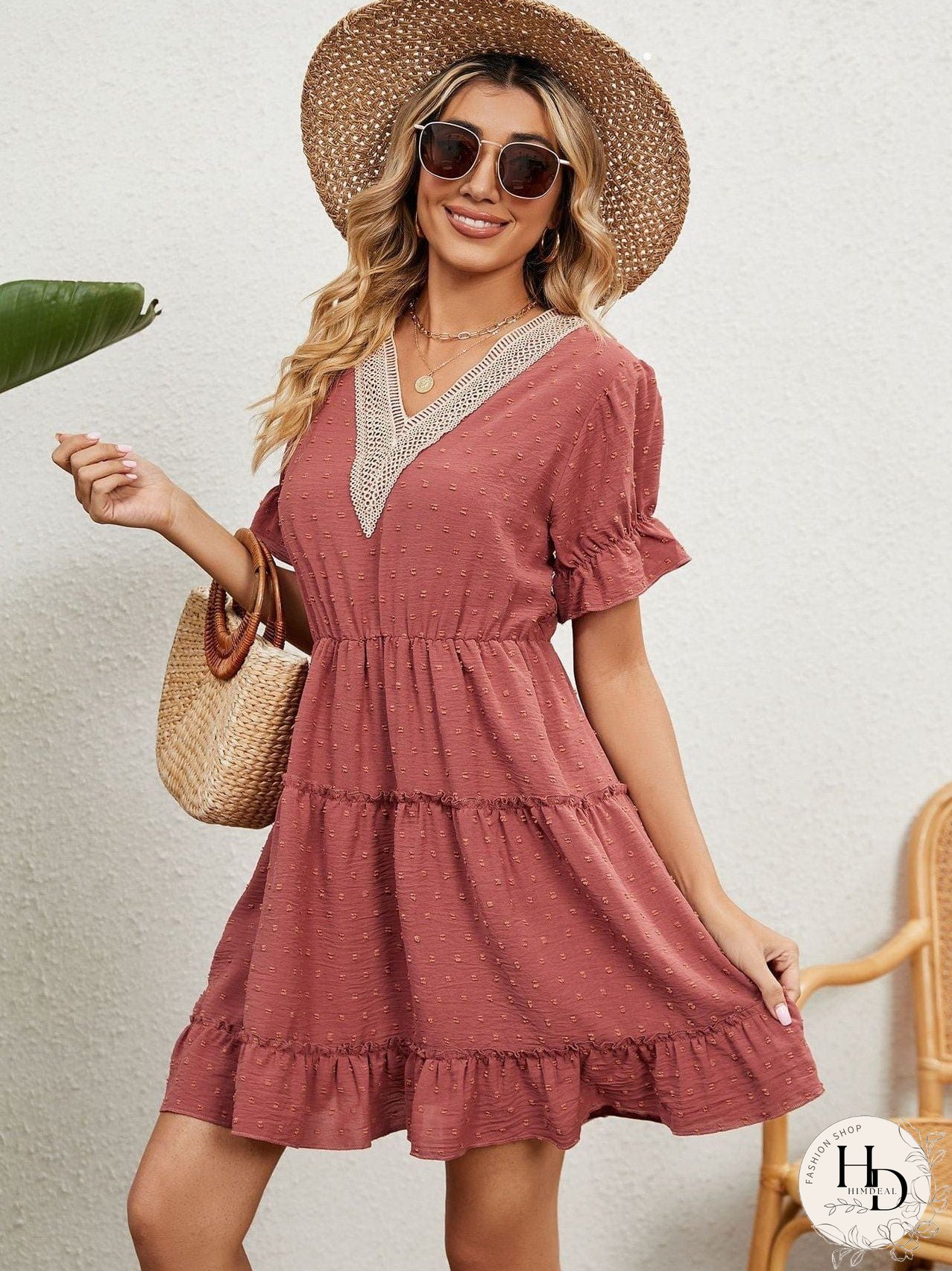 Relaxed Fit V-Neck Summer Dress