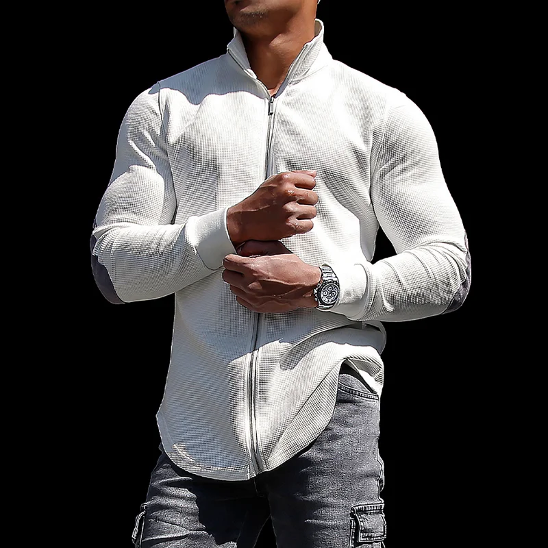Men's Casual Sports Long-sleeved Fitness Training T-shirt Outdoor Running Top Casual Slim-fit Base Shirt Jacket Men's Sl、、URBENIE