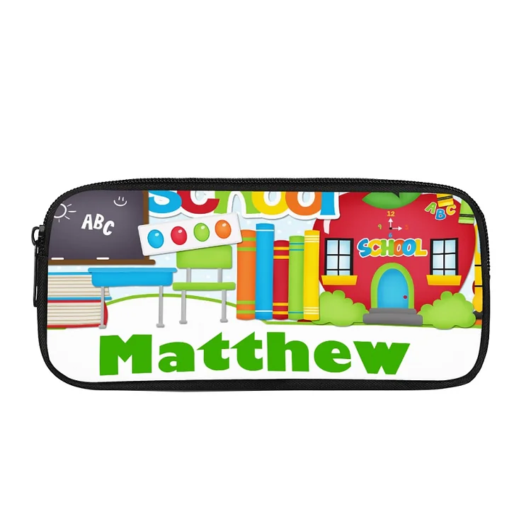 Personalized Green Name Pencil Case, Customized Car Pen Case For Kids