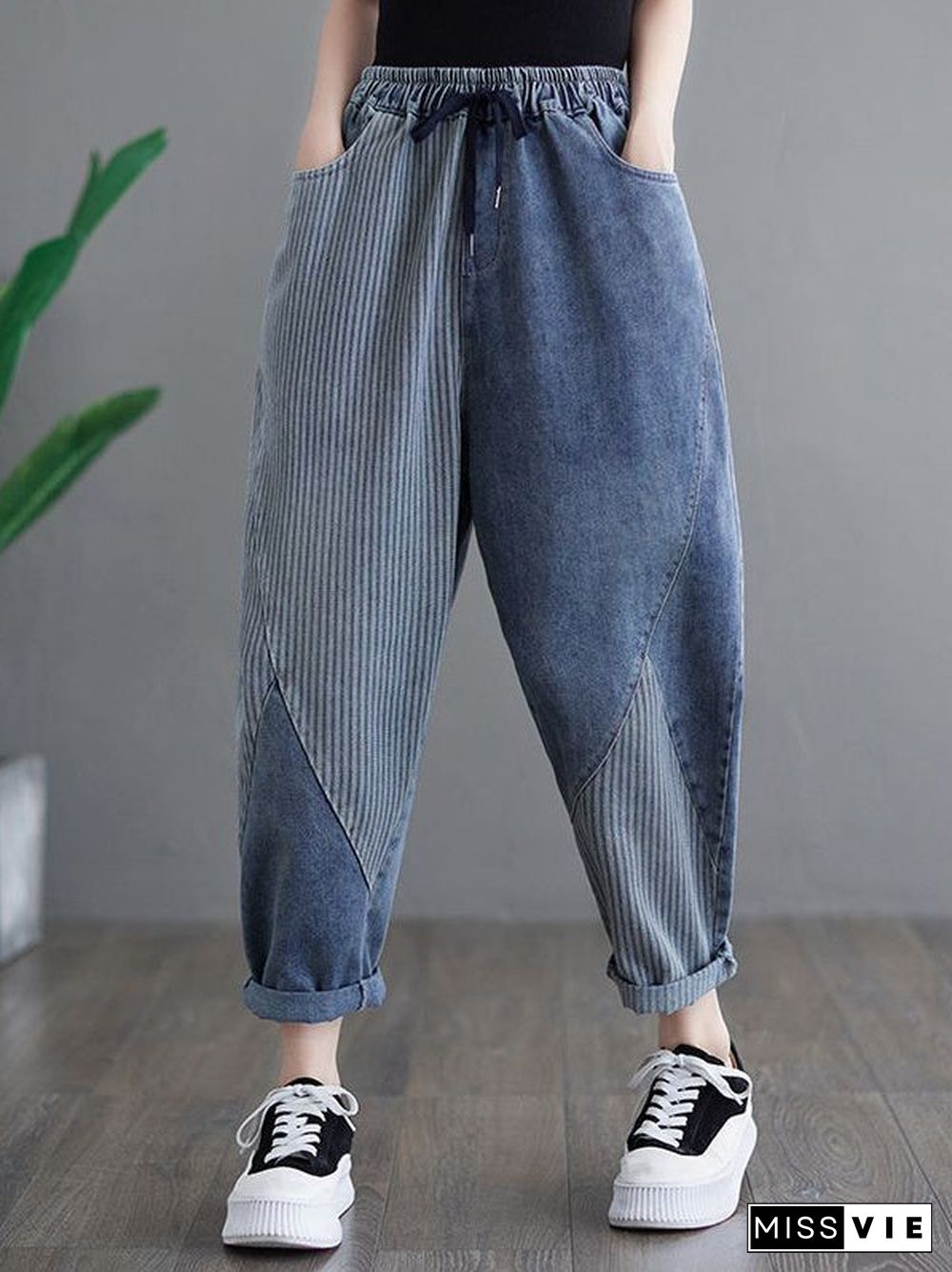 Women's Large Size Versatile Thin Casual Cropped Pants