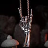 Retro Skull Metal Gesture Pendant Necklace Men's Rock