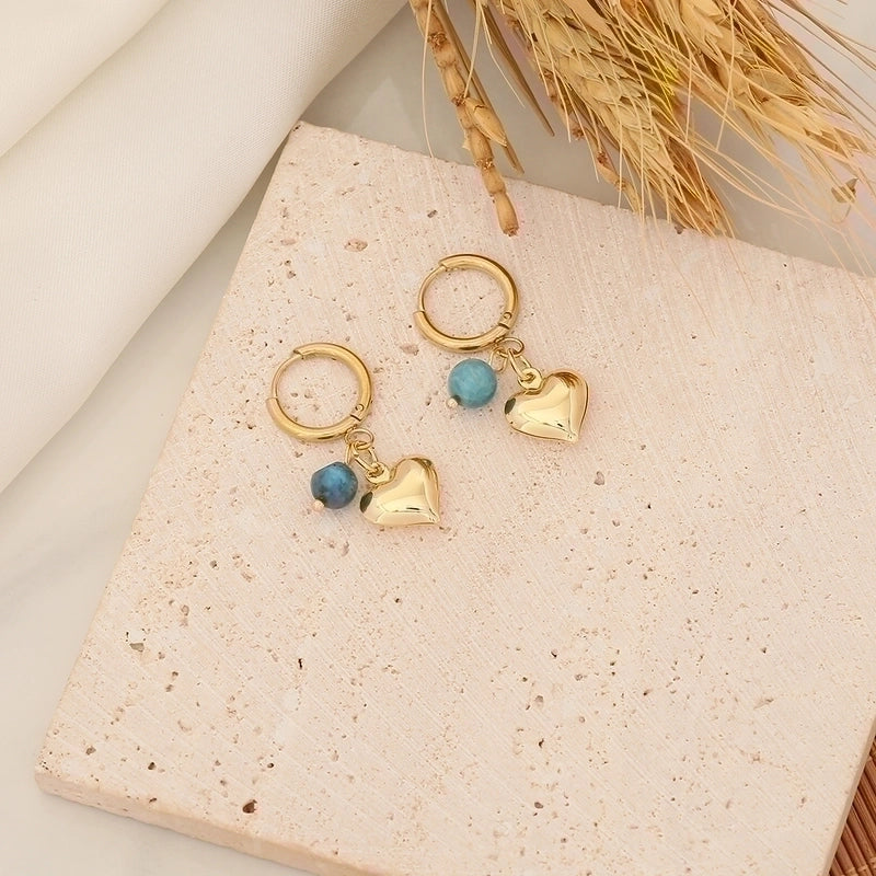 Copper 18K Gold Plated Beaded Heart Shape Bracelets Earrings Necklace