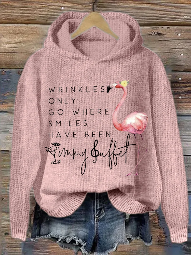 Wrinkles Only Go Where Smiles Have Been Cozy Knit Hoodie