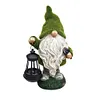 Flocked Gnome Statue with Solar Light Outdoor Gnome Decoration for Outdoor Decor