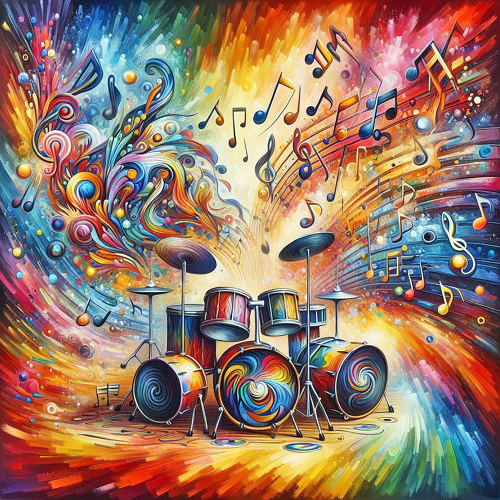 Colorful Musical Instrument Drum Set 40*40cm(canvas) full round drill diamond painting
