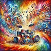 Instrument de musique color&eacute; tambour set-perceuse ronde peinture diamant-40 * 40cm