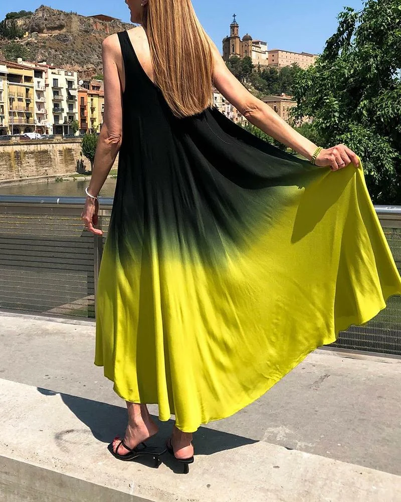 Casual sleeveless gradient dress