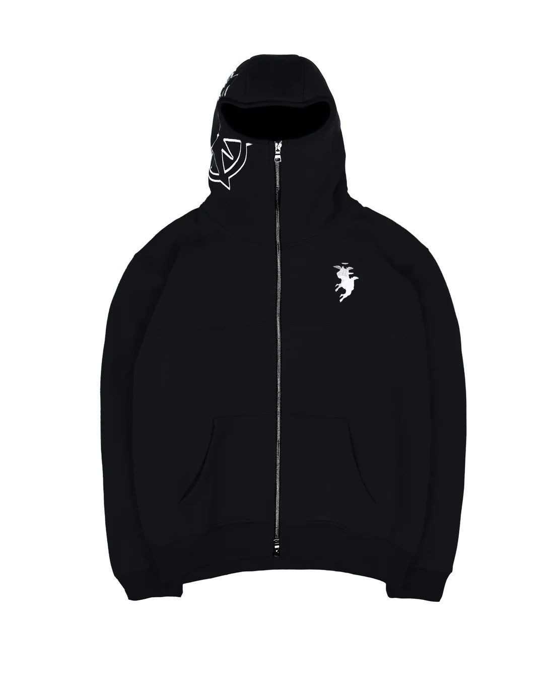 Art Embroidery Zip up Masked Sweatshirt