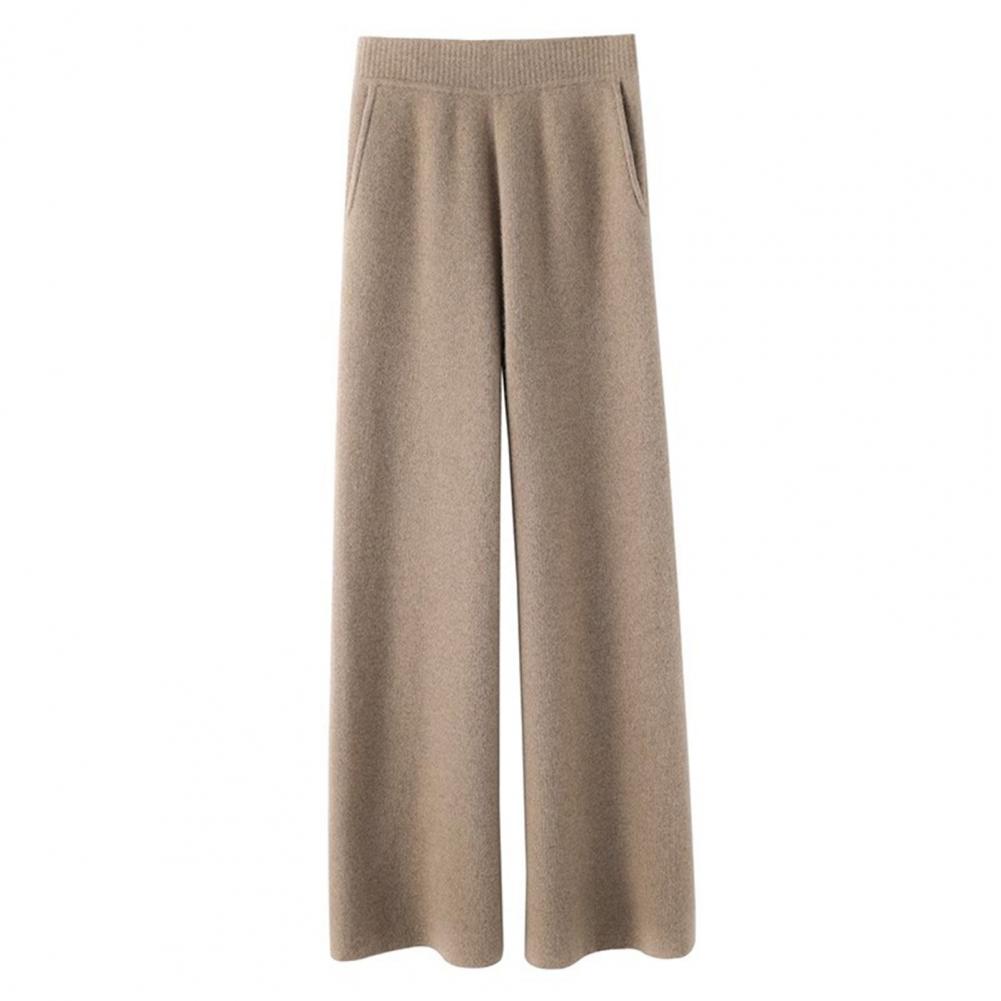 Huerhs Women Pants Elastic High Waist Loose Wide Leg Pants Straight Casual Pockets Thin Lady Full Length Trousers Sweatpants