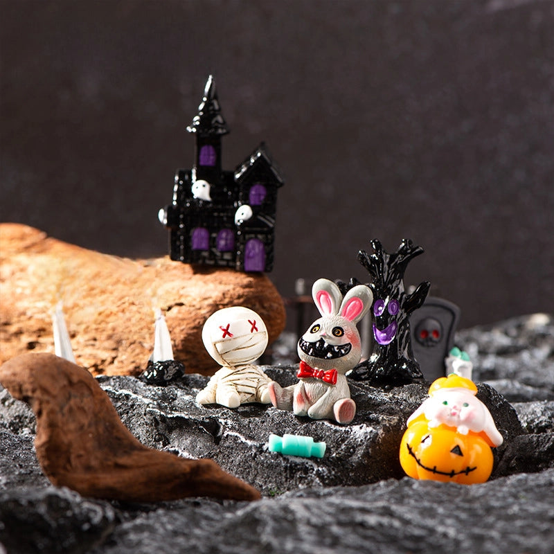 Micro Landscape Halloween Decoration Accessories Mummy Skull Wizard Faceless Ghost Pumpkin Resin Small Ornaments