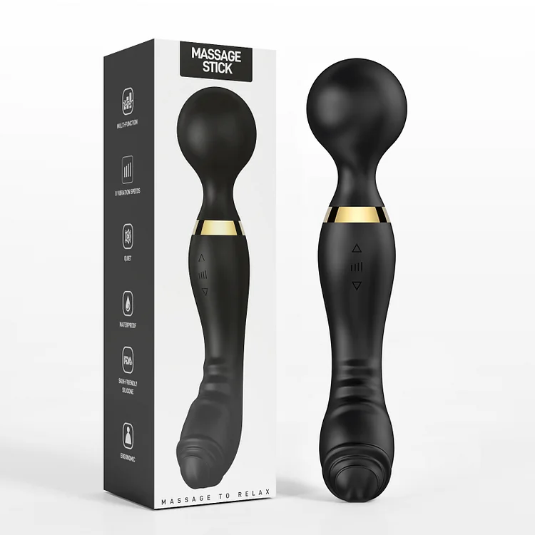 Dual-Head Vibrating Massage Stick – 360° Rotation, 20 Modes, USB Rechargeable