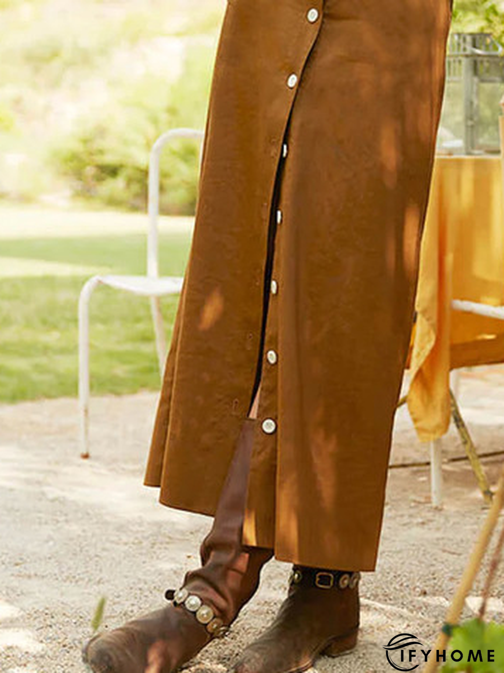 Buckle Plain Suede Skirt | IFYHOME