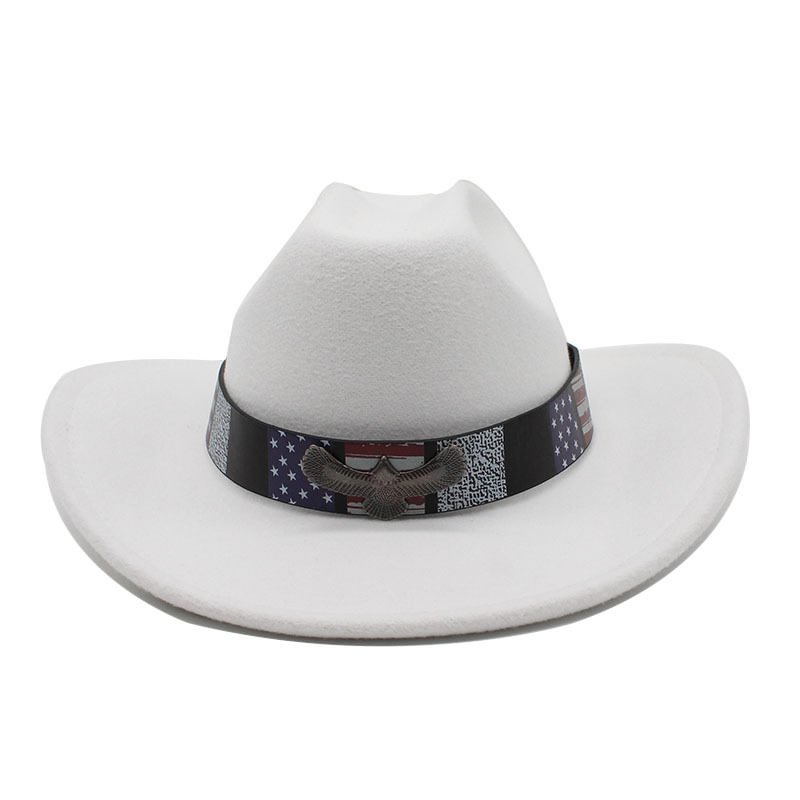 Punk Western Cowboy Felt Hat-White