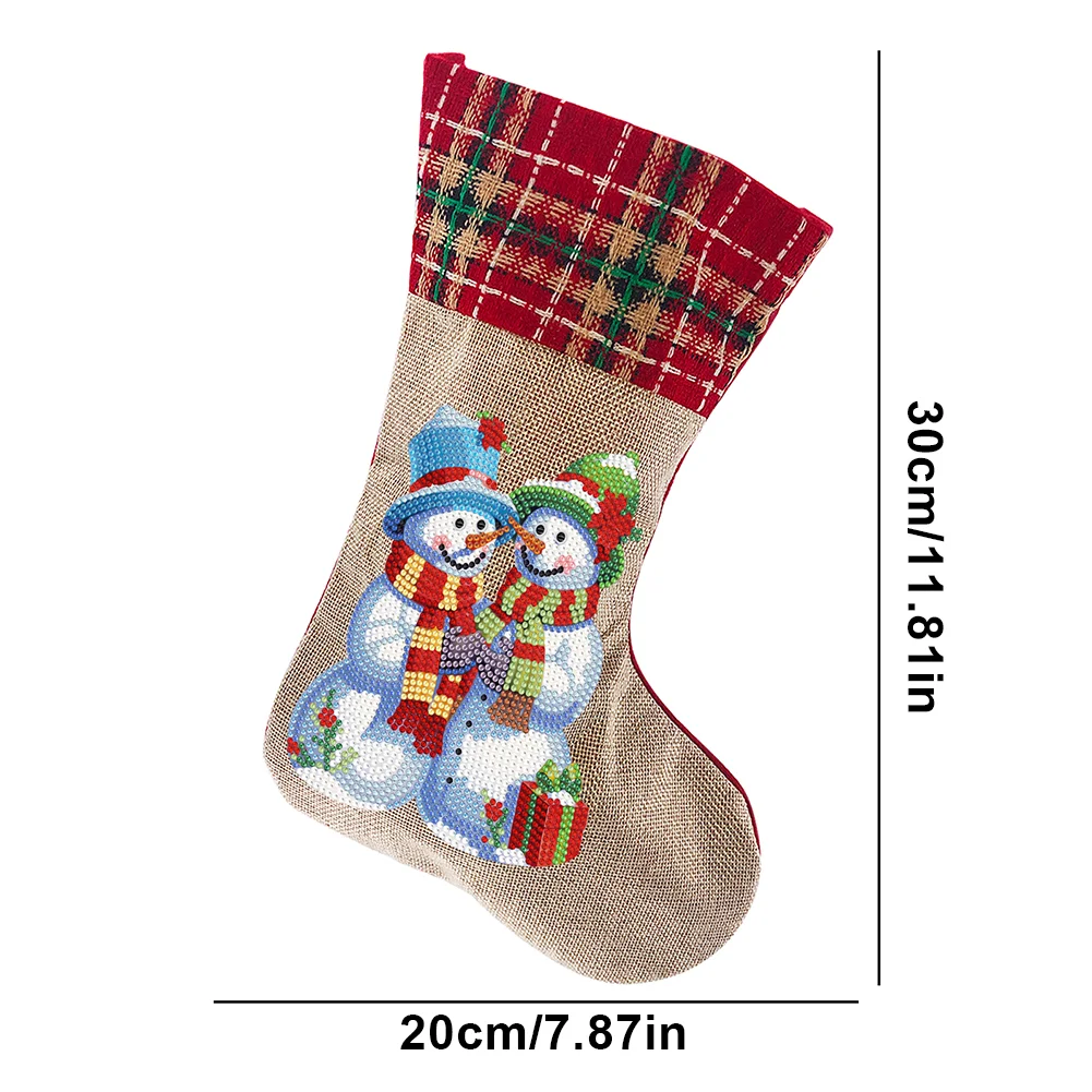 DIY Snowman Christmas Socks Decor DIY Diamond Art Kits for Family Party Decoration(20*35cm)