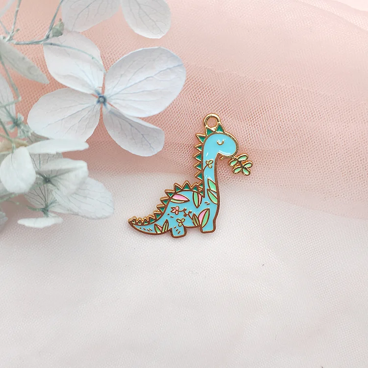 Bulk 10 30 pcs Alloy Drip Oil Charm Herbivorous Dinosaur Earrings Pendant DIY Handmade Designer Charm Making Keychain Accessories