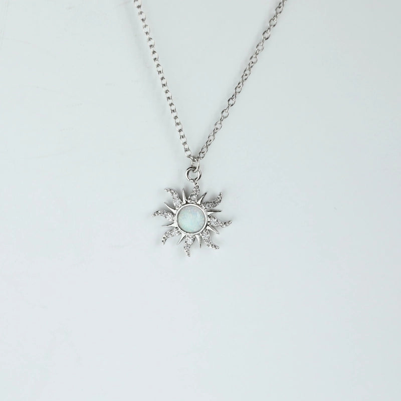 Copper Gold Plated Casual Minimalist Inlay Sun Artificial Opal Zircon Rings Earrings Necklace