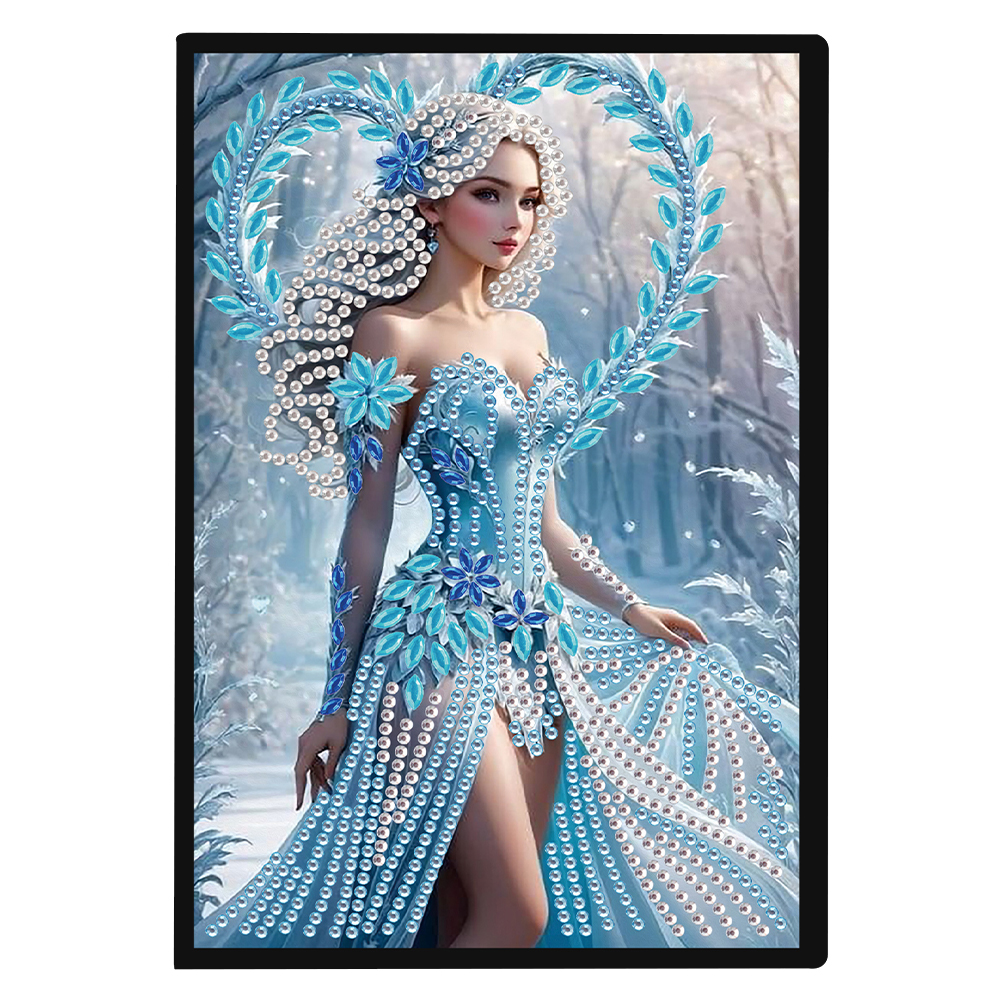50 Pages A5 Special Shaped Ice Snow Girl 5D Diamond Drawing Book Art for Student