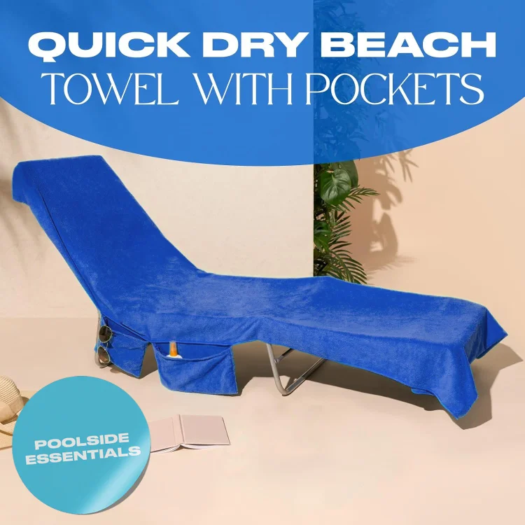 🎉Summer Hot Sale🎁Sun Lounger Towel in Bag with Pockets Storage 