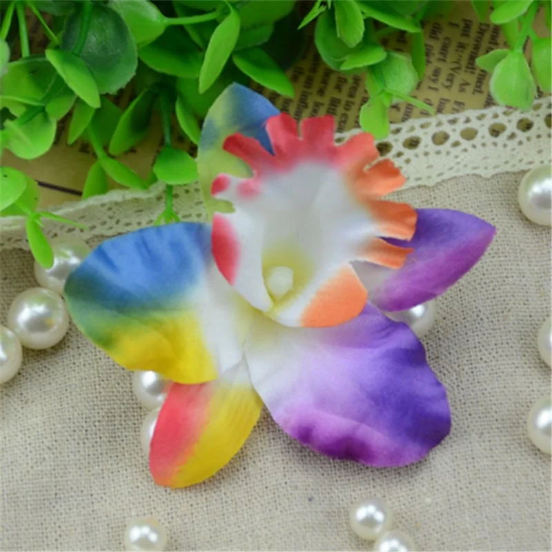 10pcs/lot 7CM Silk Artificial Orchid Flower Heads For Wedding Party Decoration Wreath DIY Craft Accessories Fake Flowers