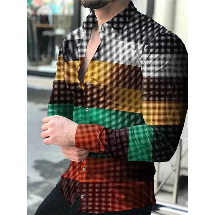 Thin Autumn Casual Retro Punk Style Shirt, Personalized Party Men's Entertainment Retro Shirt.