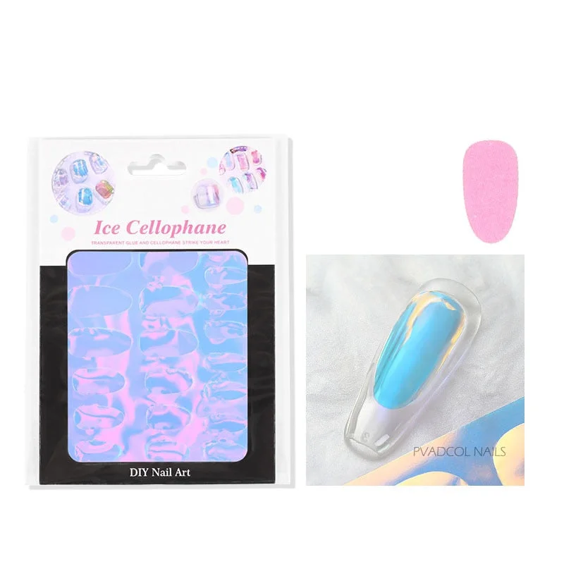 Japanese Nail Art Ice Aurora Nail Sticker Decals Korean Trendy Nails Design Self Adhesive Holographic Slider Manicure Decoration-Nail Inspo