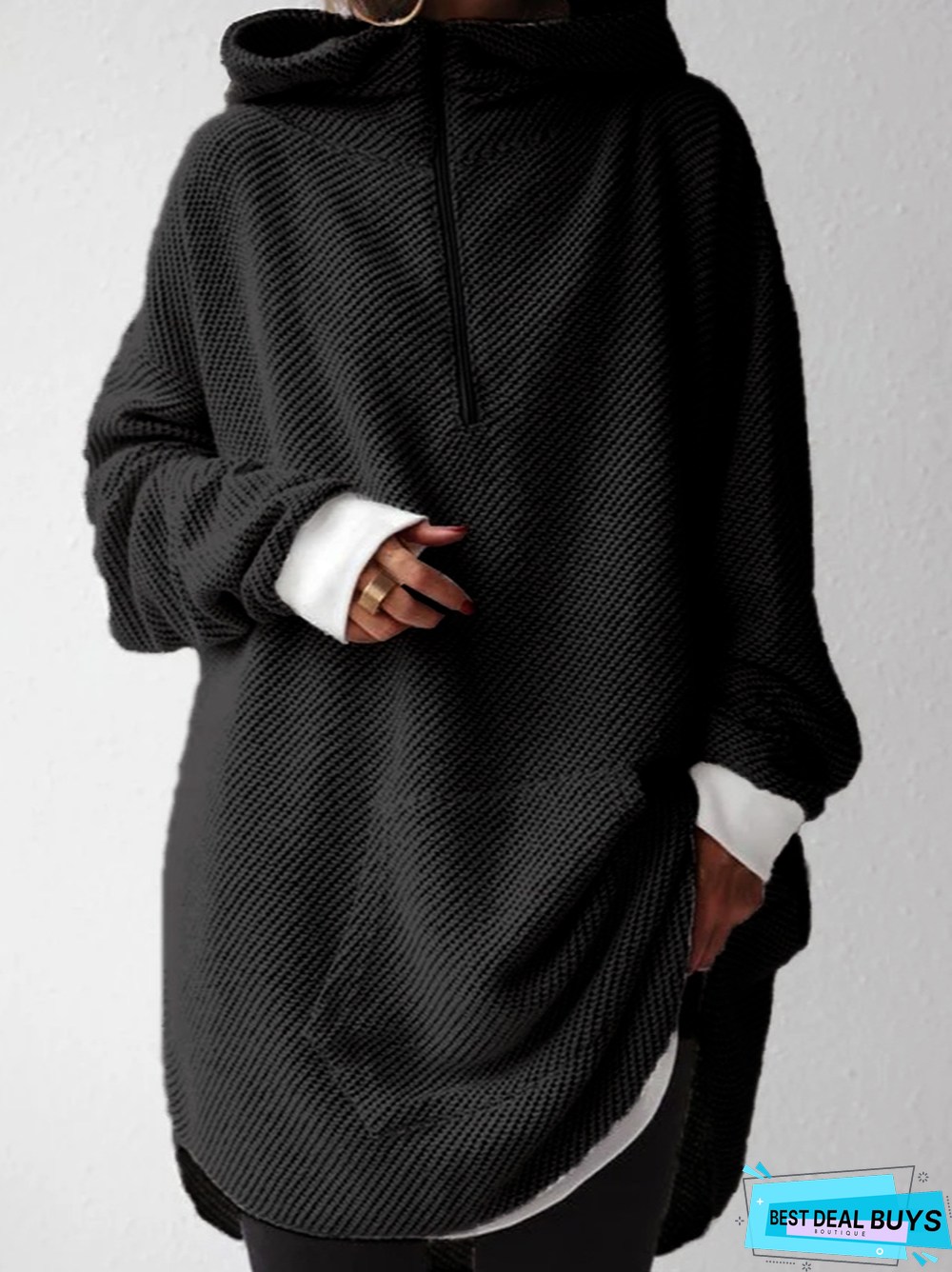 Hoodie Casual Shift Plain Sweatshirt