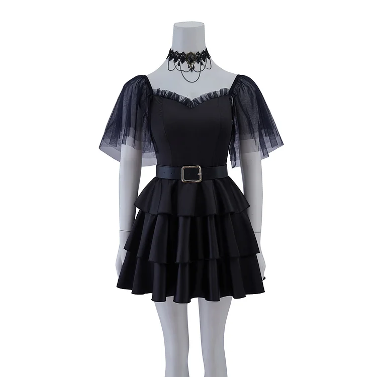 Wednesday Addams Cosplay Dress for Women Girl Movie Wednesday Cosplay Costume Black Gothic Dresses Halloween Party Women Clothes
