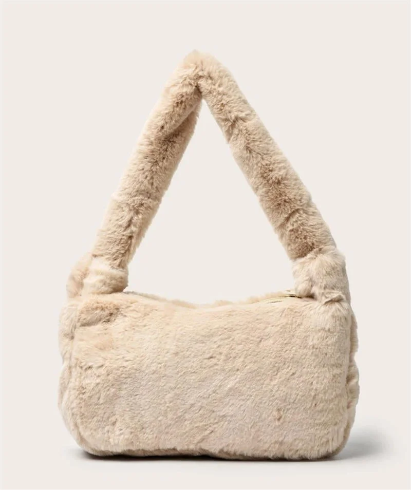 2021 Black White Leopard Minimalist Fashion Hot Sale Cute Handbags Purse Women Shoulder Baguette Bags Fake Fur Underarm Bags