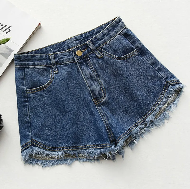 Zoki Sexy Tassel Women Denim Shorts Fashion Summer Slim Korean Chic Girl Ankle-Length Pants Black Jeans Washed Street Wear 2021