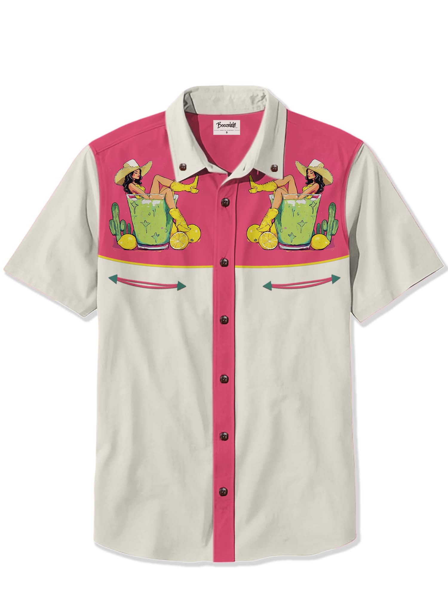 Pin Up Cowgirl And Cactus Cocktail - 100% Cotton Shirt