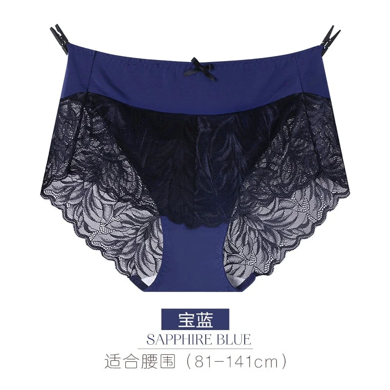 Women Underwear Sexy Lace Panties Plus Size Mid Waist Briefs Thin Comfortable Soft Large Size Modal Underpanties
