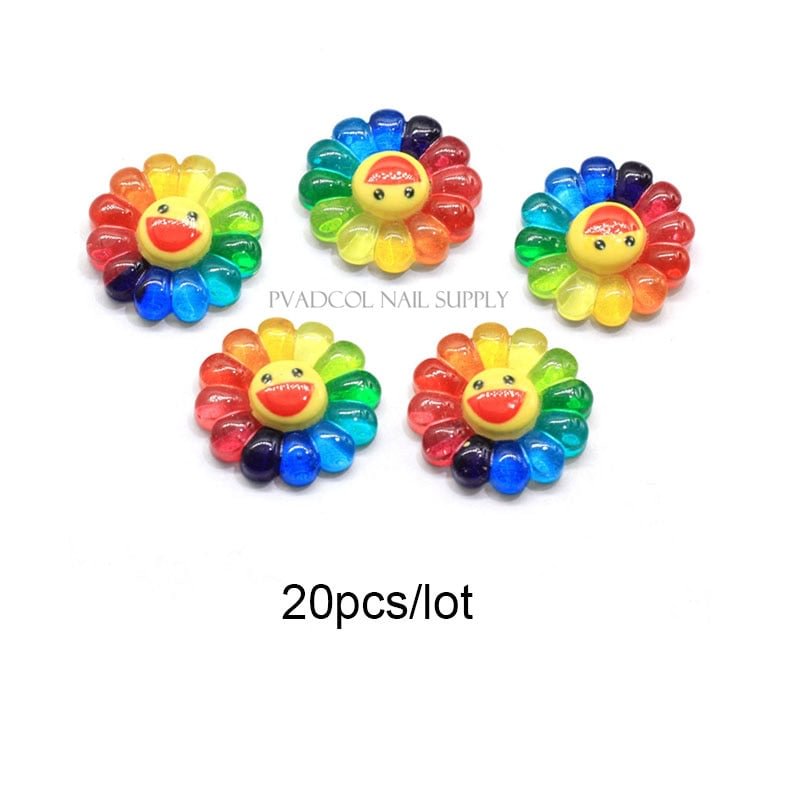 20pcs Luxury Nail Art Charms Flower Jelly Bear 3D Nail Rhinestones Decoration Manicure Nails Accessories