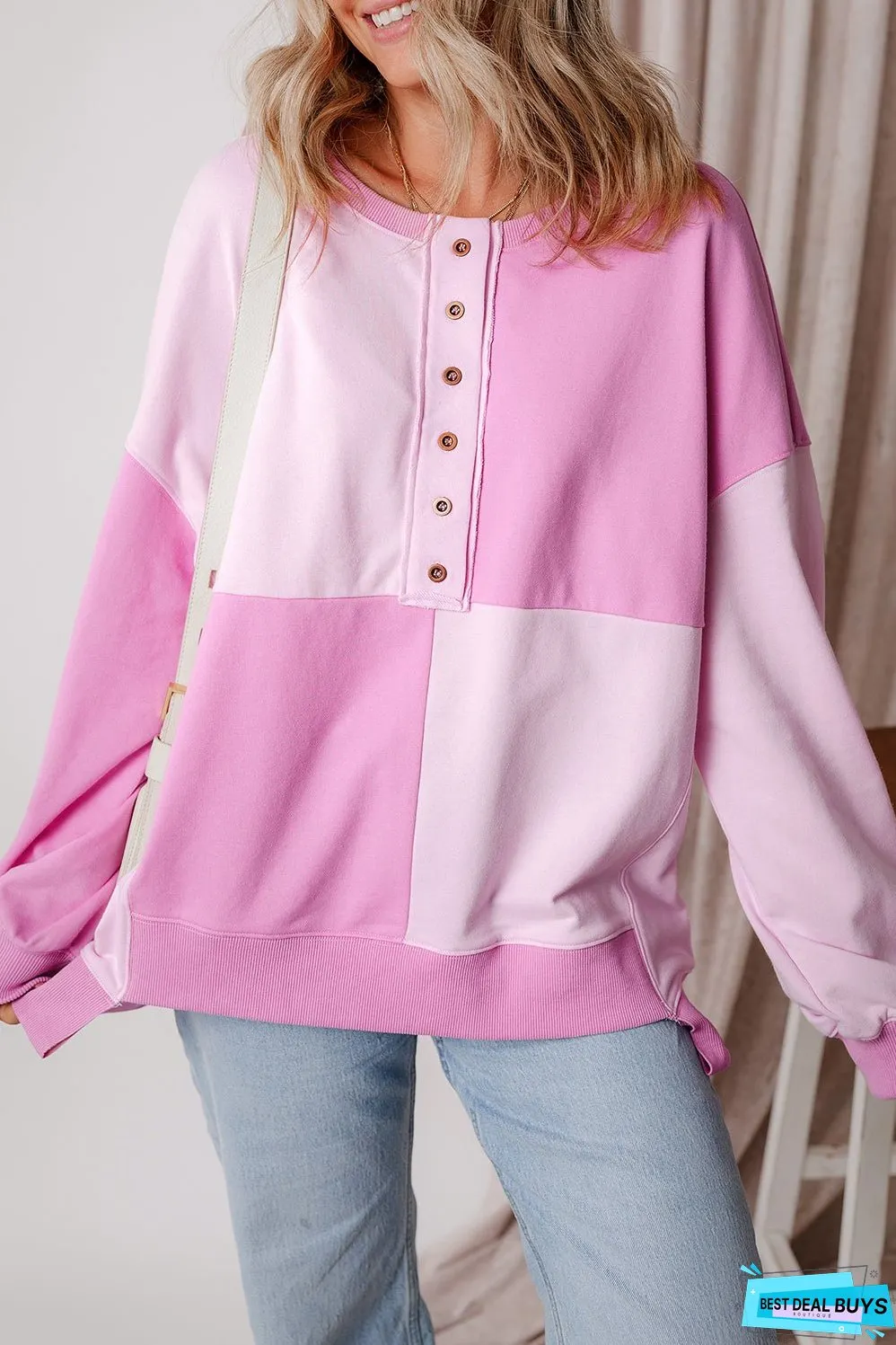 Henley High Low Oversize Sweatshirt