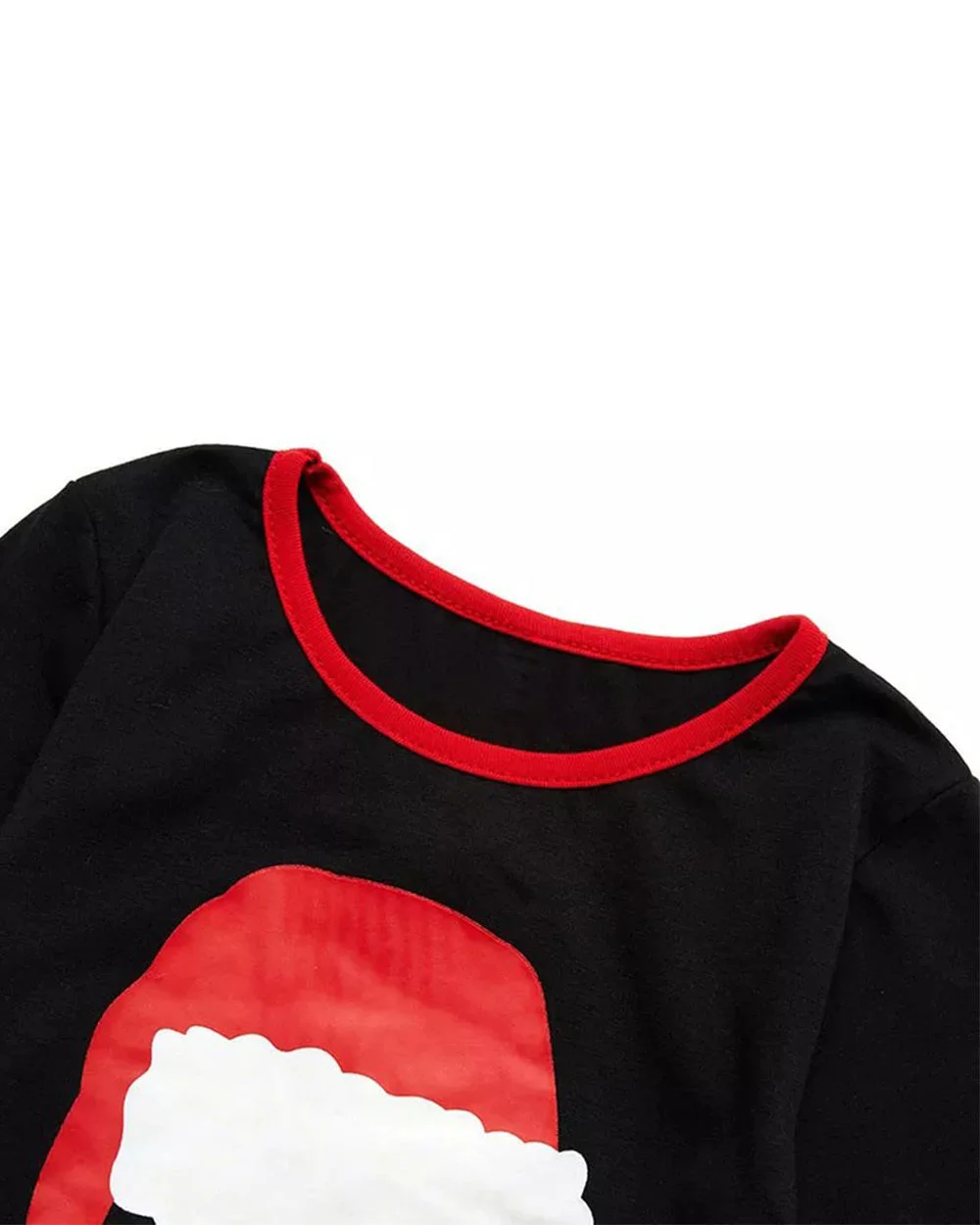 Black Santa Hat deer Print Christmas Pajamas