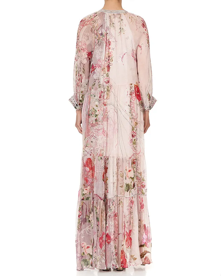 LONG GATHERED PANEL DRESS FIELDS OF TREASURE