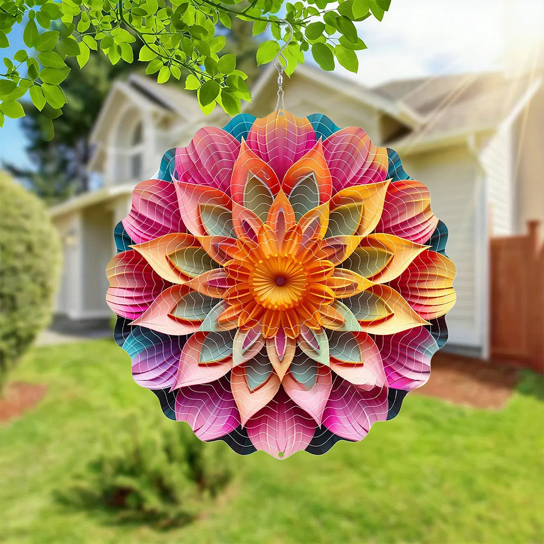 Mandalas Hanging Wind Spinner 360 Degree Rotating 3D Garden Wind Spinners 10-Inch Hanging Wind Catcher Art Gift for Home Garden Halloween Christmas (10)