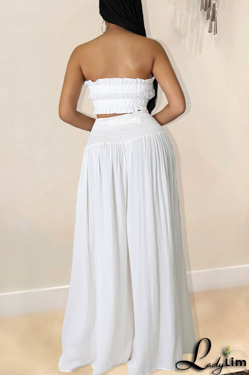 Red Sexy Solid Split Joint Stringy Selvedge Strapless Sleeveless Two Pieces