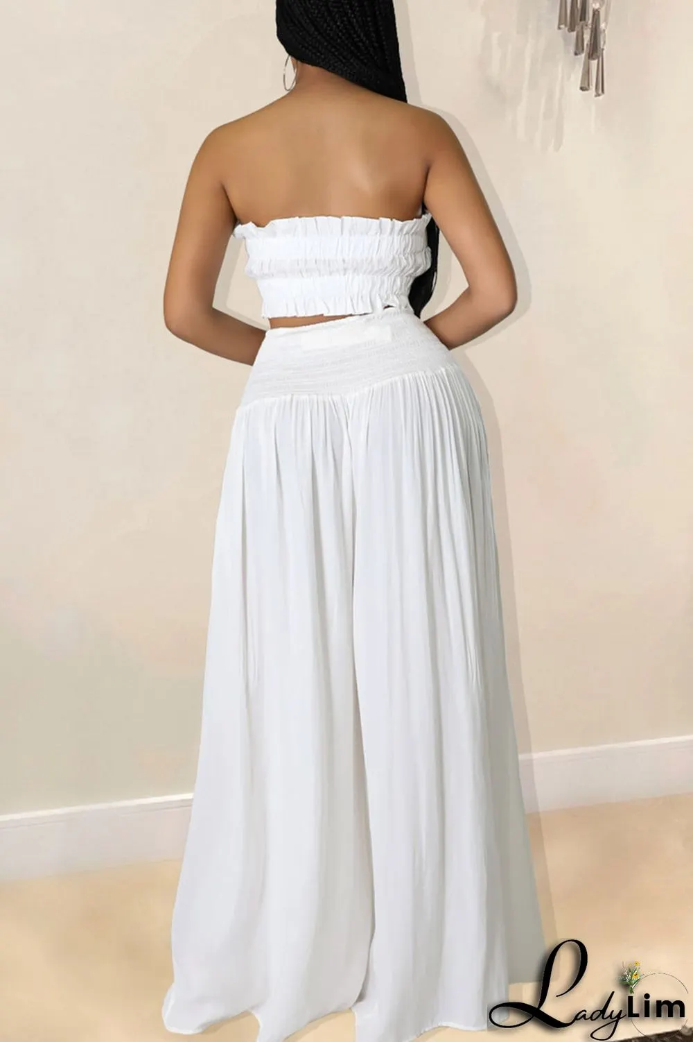 Red Sexy Solid Split Joint Stringy Selvedge Strapless Sleeveless Two Pieces