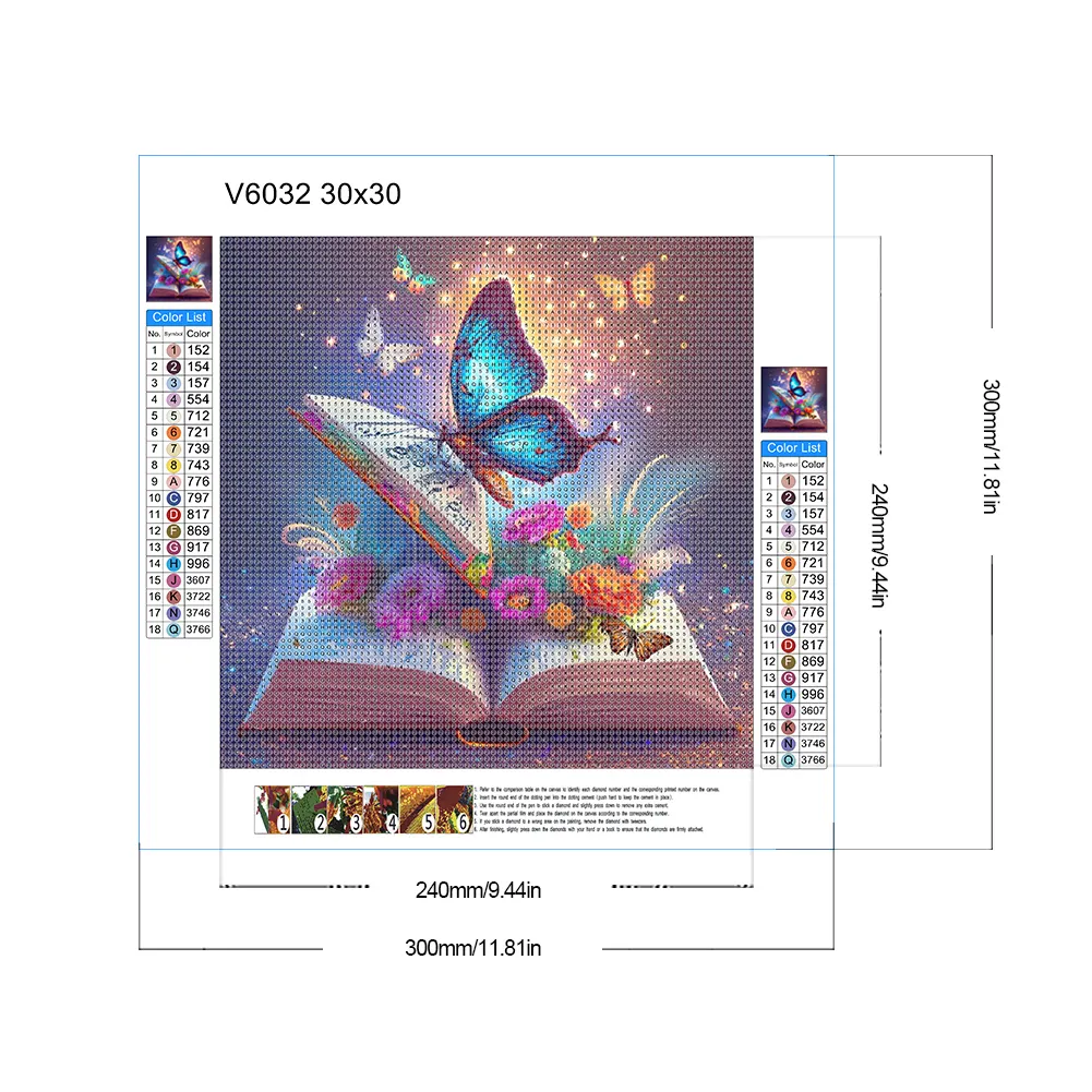 Diamond Painting - Full Round Drill - Colorful Butterfly(Canvas|30*30cm)
