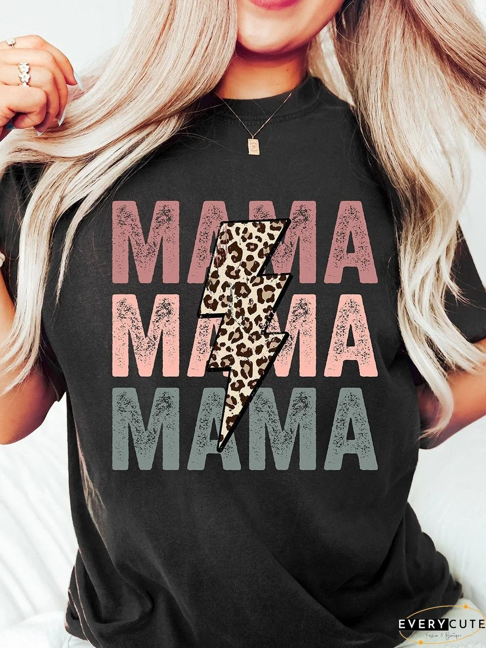 MAMA Bolt Graphic Tee - Stylish Mother's Day Leopard Print Top