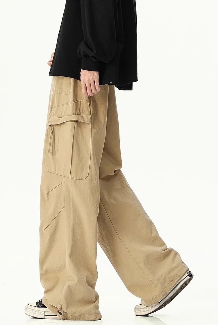 Men's Cargo Pants Cotton Workwear Trousers with Large Pockets