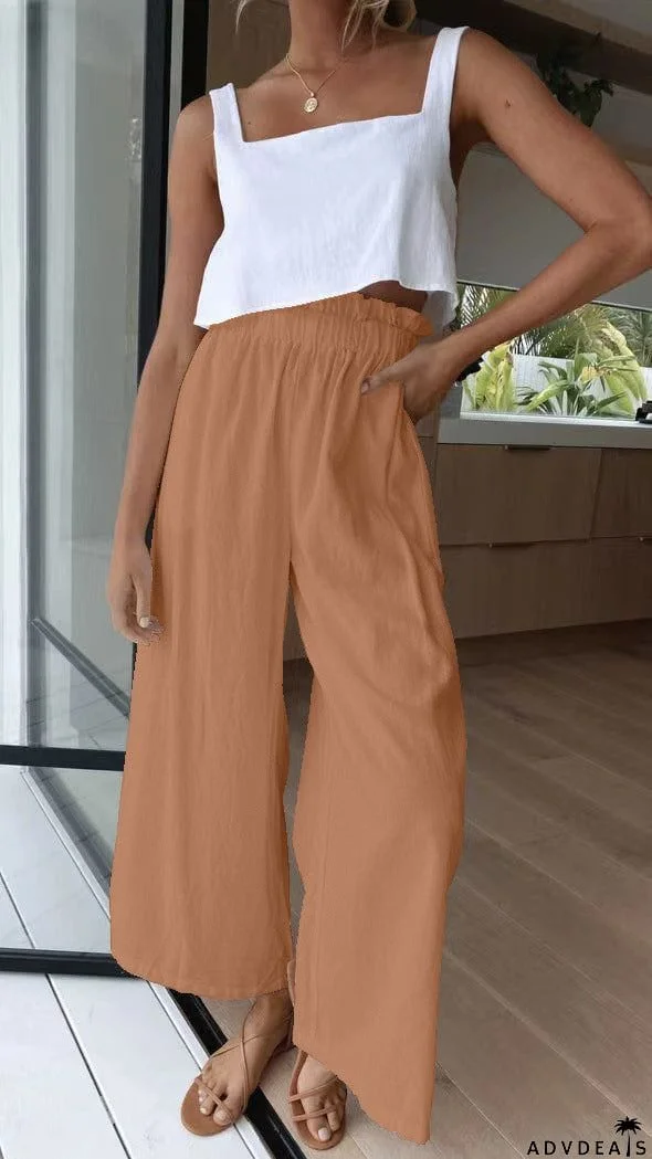 Summer High Waist Wide Leg Pants Loose Long Wide Leg Pants