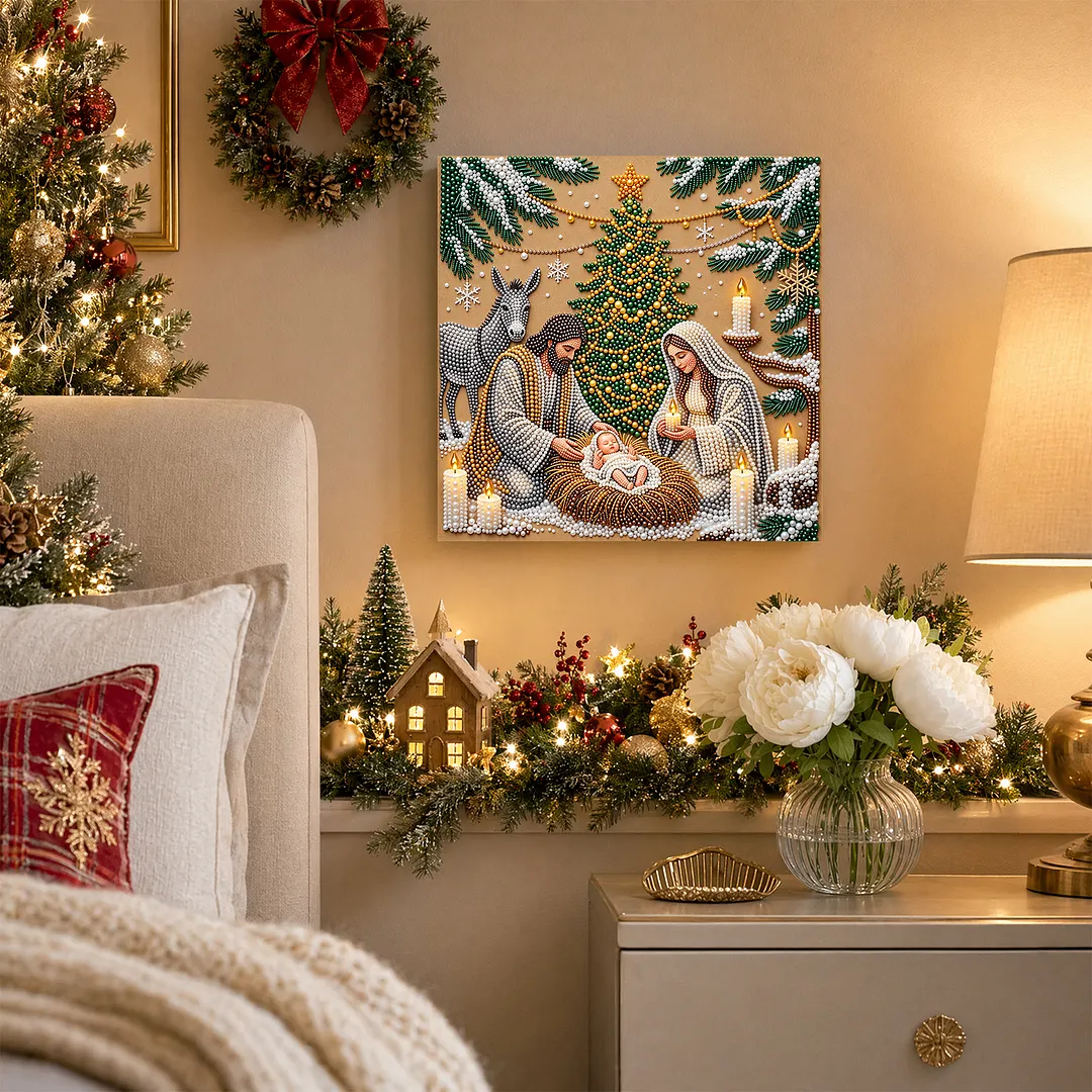 Framed Pearl Painting Kit Holy Family Christmas 7.87x7.87in