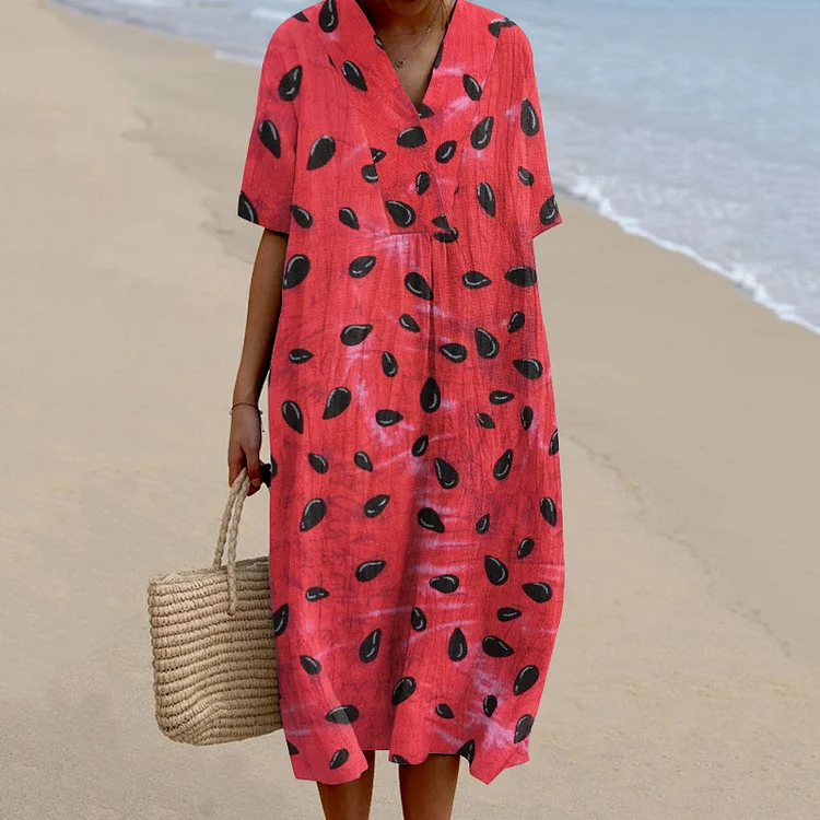 Comstylish Women'S Watermelon Seed Print Dress